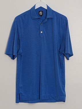 Footjoy Polo Small Blue Striped Short Sleeve Golf